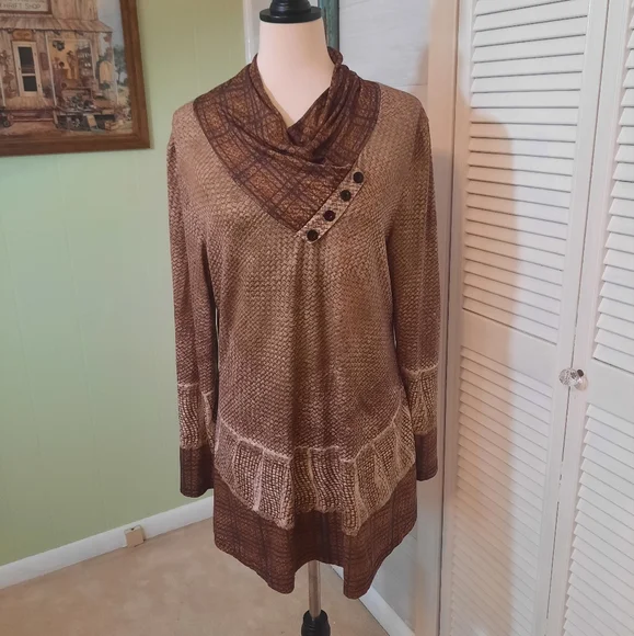 Lily shawl neck long sleeve tunic top sz XL *F - Picture 2 of 7
